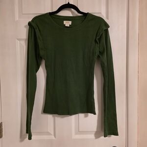 Elegant Deep Green Long Sleeve Top Large Fits More Like A Medium